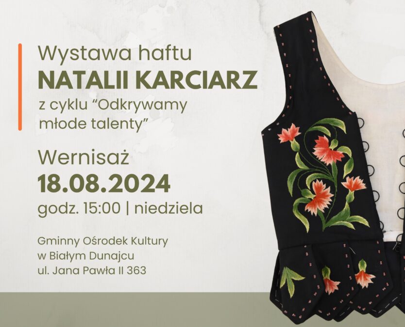 Miniaturka artykułu Wystawa haftu Natalii Karciarz z cyklu „Odkrywamy młode talenty”