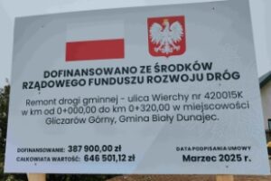 Miniaturka artykułu W dniu 16 czerwca 2025 r. zakończono i odebrano prace dotyczące projektu pn. „Remont drogi gminnej – ulica Wierchy nr 420015K w km od 0+000,00 do km 0+320,00 w miejscowości Gliczarów Górny, Gmina Biały Dunajec