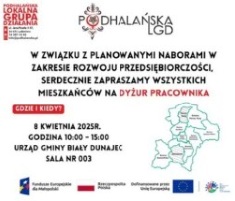Miniaturka artykułu Dyżur pracownika Podhalańskiej LGD w Urzędzie Gminy Biały Dunajec