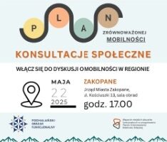Miniaturka artykułu W terminie od 12 do 22 maja odbywać się będą konsultacje społeczne dotyczące Planu Zrównoważonej Mobilności Podhalańskiego Obszaru Funkcjonalnego